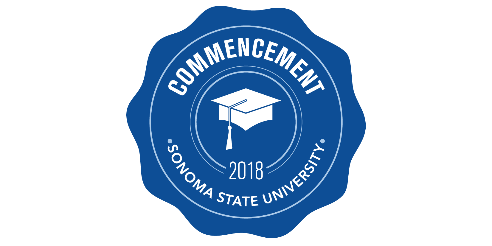 blue badge for SSU Commencement 2018