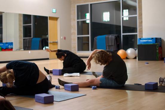 View of a yoga class