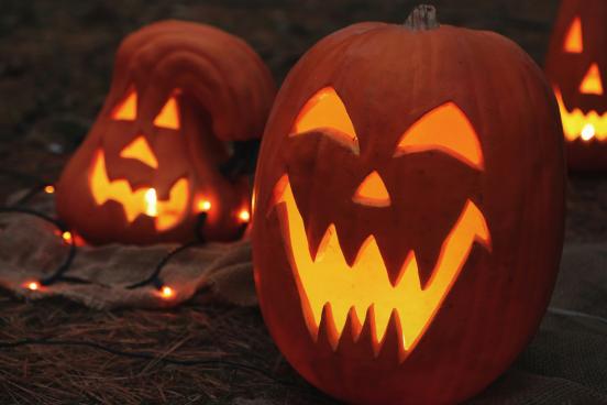 Pumpkins carved for Halloween