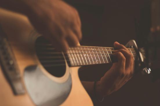 View of guitar player