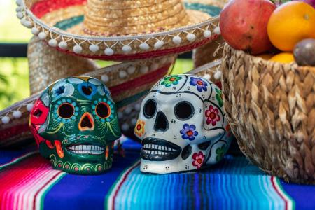 Colorful Dia de los Muertos skulls