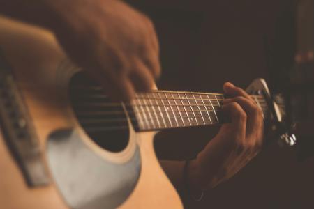 View of guitar player