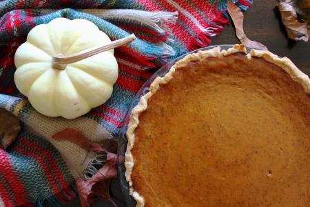 Pumpkin pie on a table