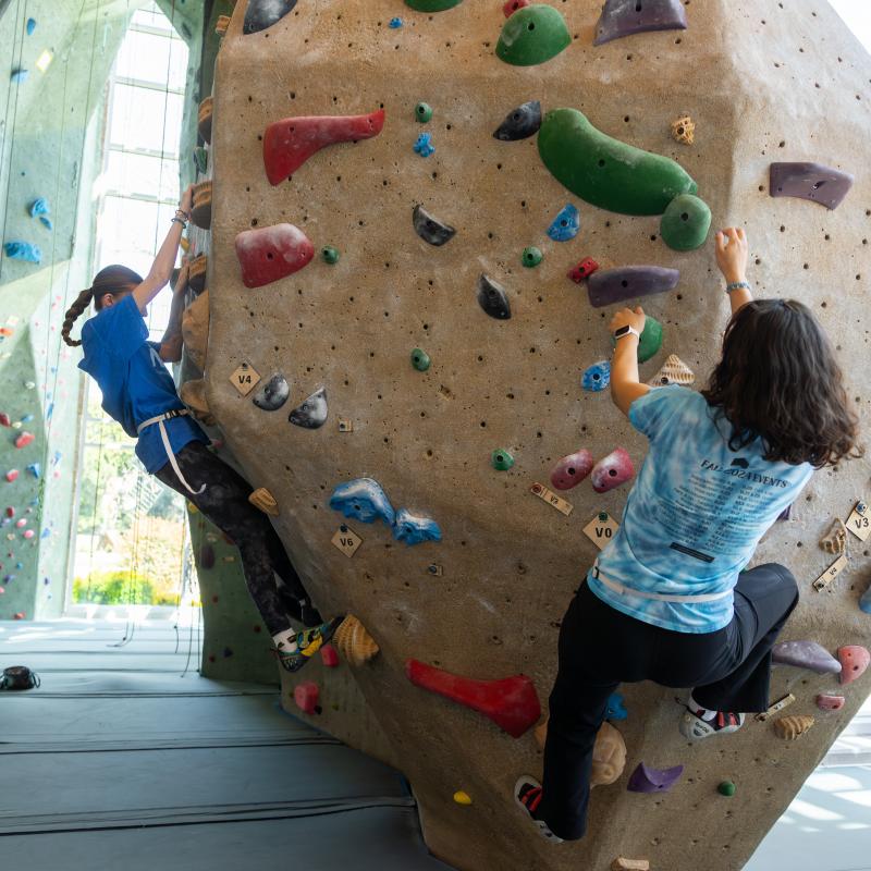 students climbing
