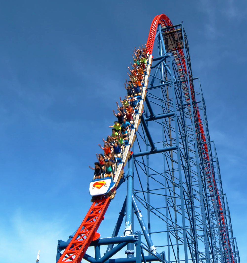 People riding a rollercoaster