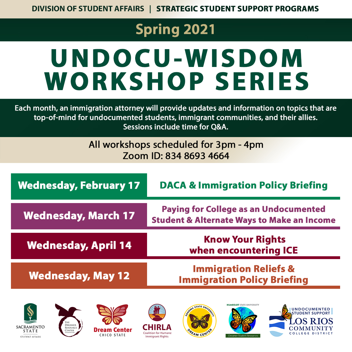 The detailed Undocu-Wisdom Workshop Series Flyer 