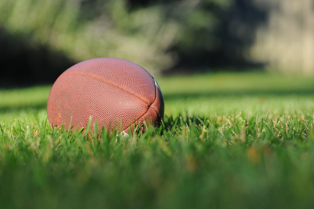 A football in grass