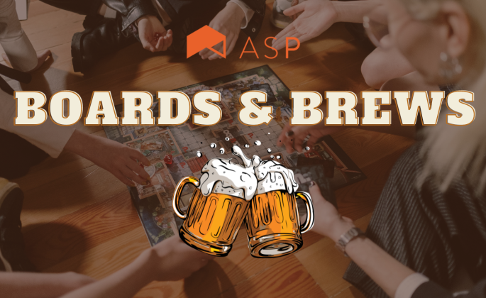 Flyer for ASP's 'Boards & Brews' event