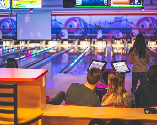 Students at the bowling alley