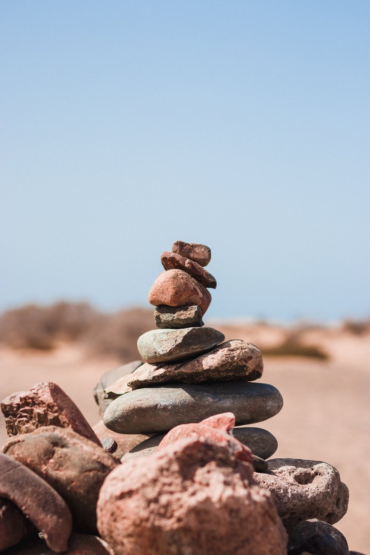 A cairn of stacked rocks