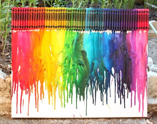 Canvas with rainbow paint 