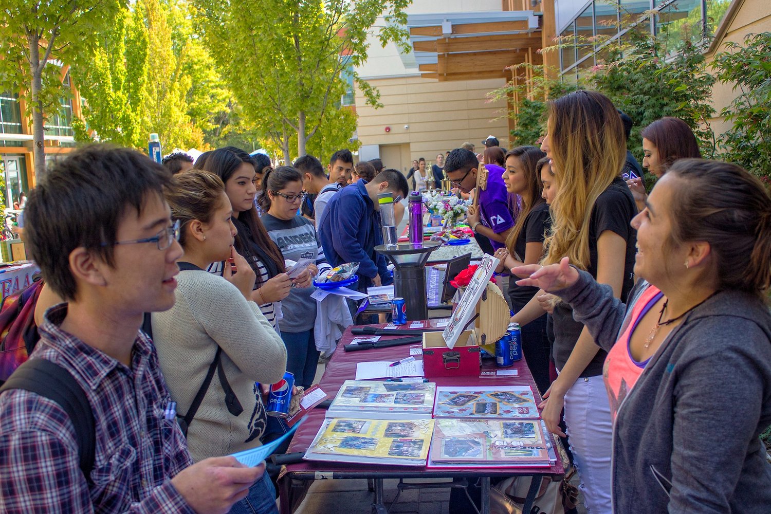 Club members tabling outdoors 