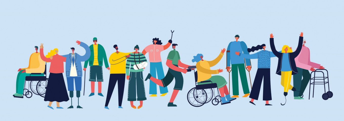 Graphic of a large group of people with varying abilities