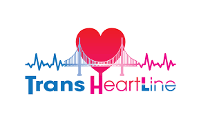 Graphic of a heart, bridge, and an electrocardiogram line above the words "Trans Heart Line"