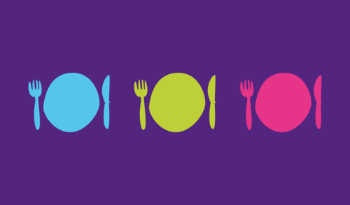 Graphic of a plate and utensils 
