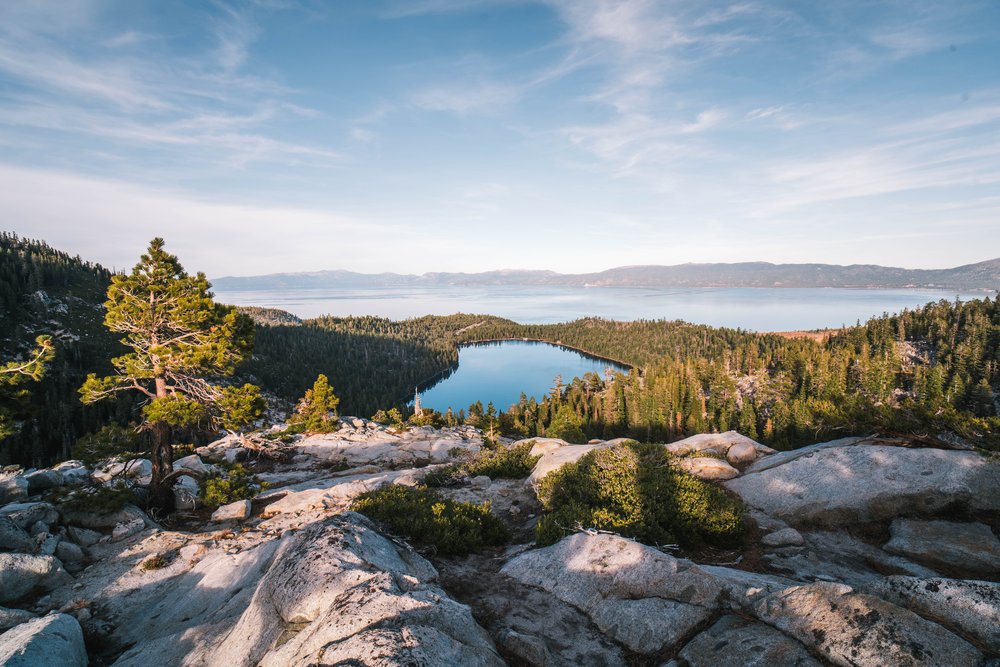 a view of Lake Tahoe from a distant mountain