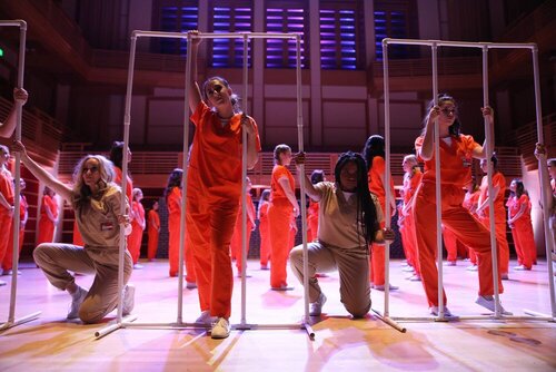 Sorority members performing 