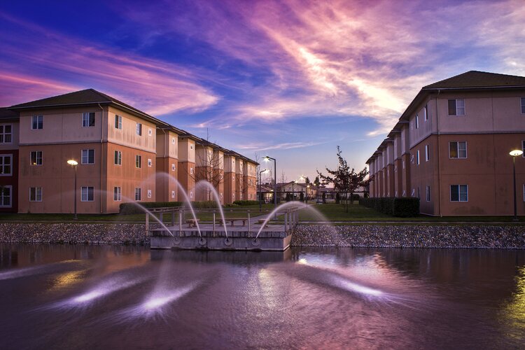 Beaujolais dorms and fountain 