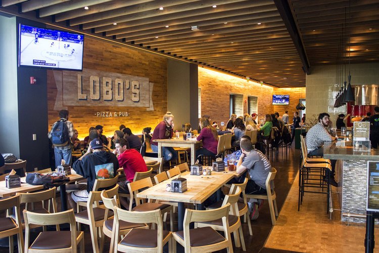 people sitting in Lobo's Pub at Sonoma State University
