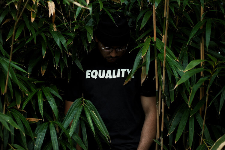 Man standing in plants