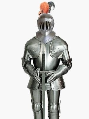 A suit of metal medieval armor