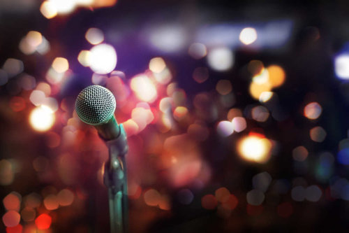 A microphone on stage 