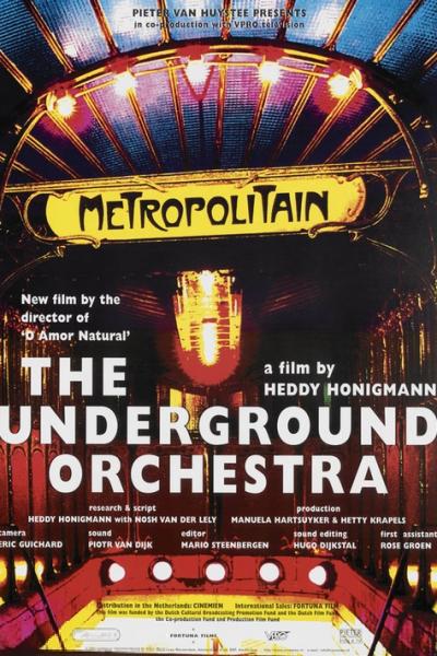 Film poster for 'The Underground Orchestra' featuring colorful stage lighting