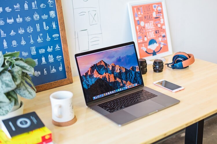 Organized desk and laptop 