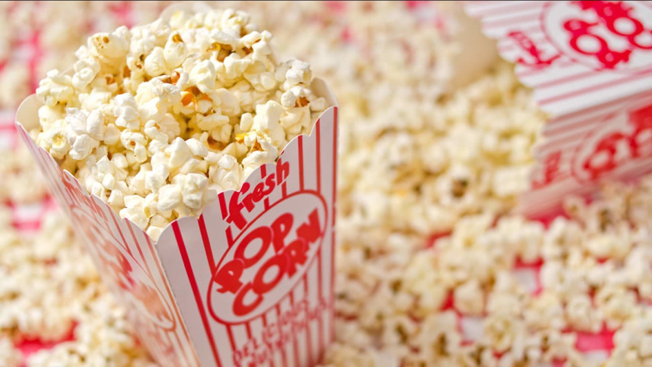 Popcorn boxes overflowing with popcorn