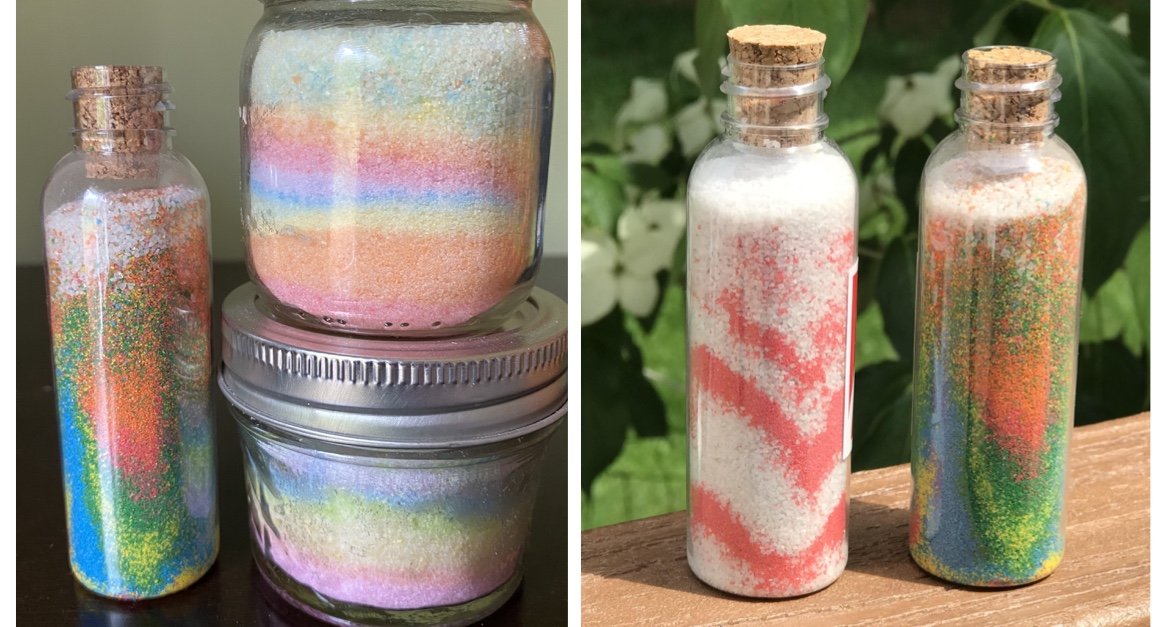 Jars of colorful sand