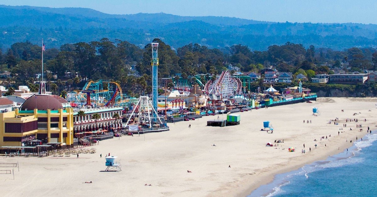 Santa Cruz beach boardwalk amusement park on the beach