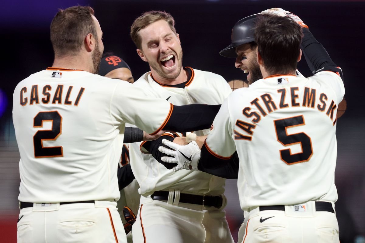 SF Giants players celebrating 