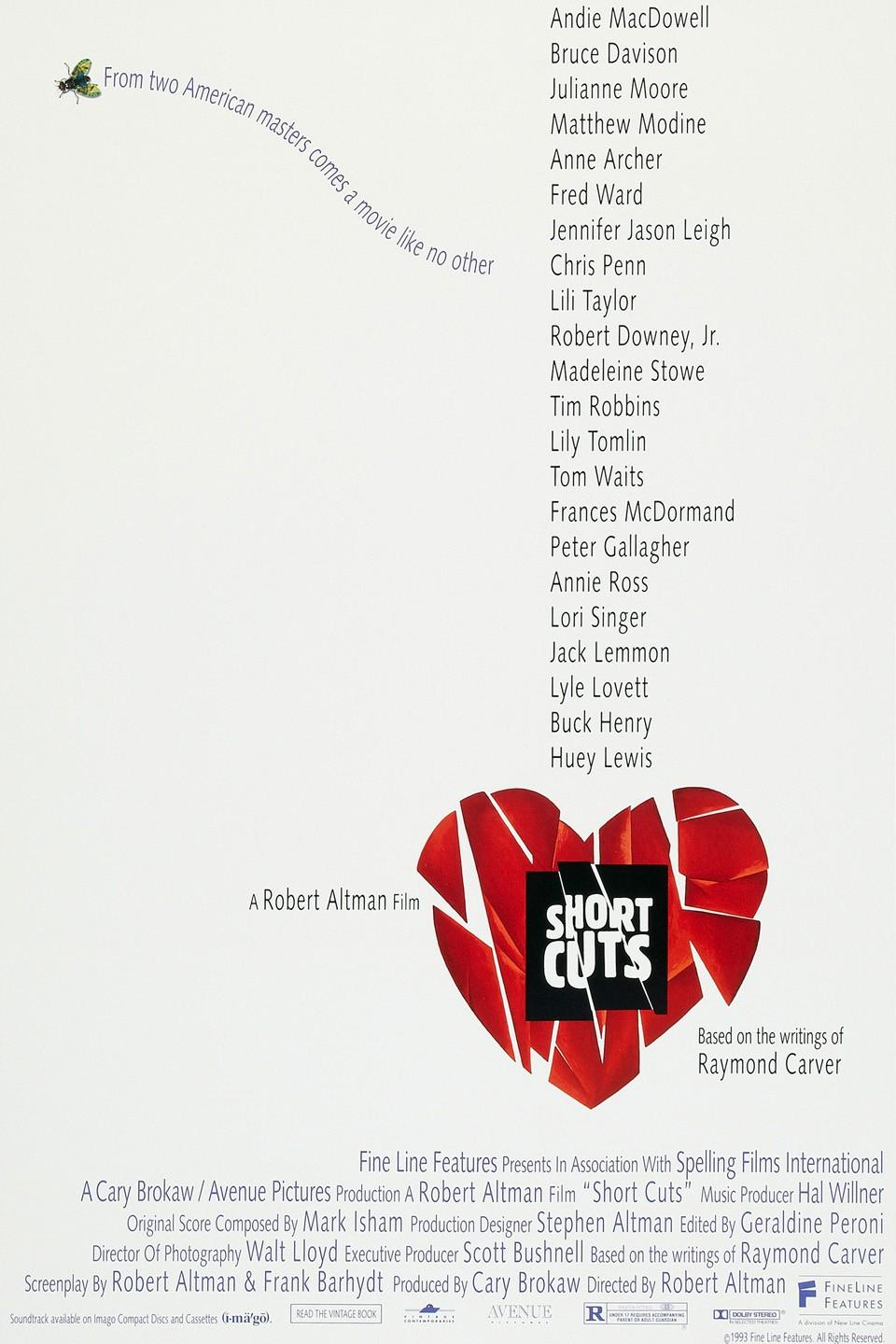 The film poster for 'Short Cuts' featuring a red collaged heart