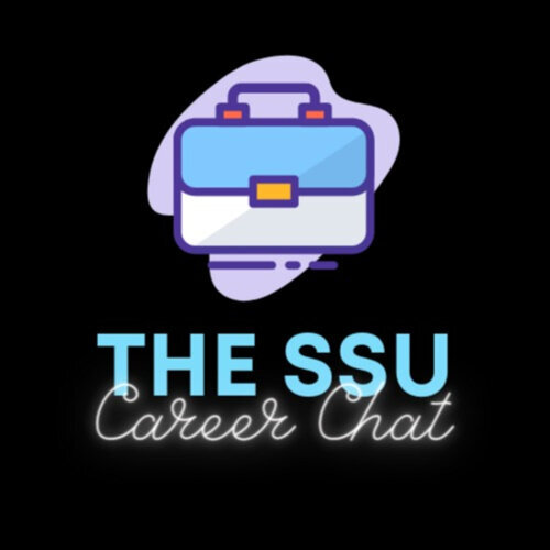 Graphic of a blue briefcase with the words "The SSU Career Chat" beneath it