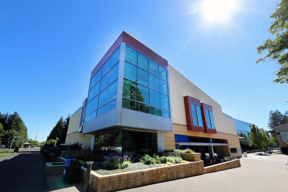 A wide-angle view of the SSU Student Center on a sunny day 