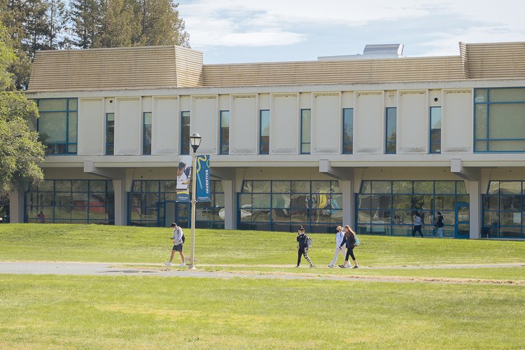 Students walking on campus