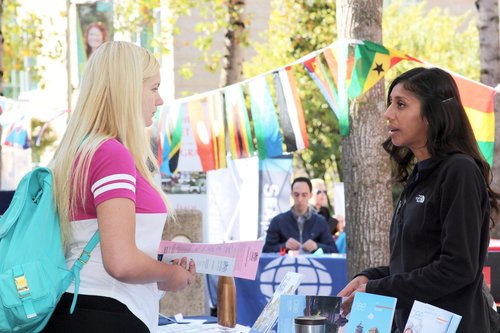 Two students in conversation 