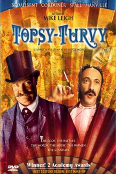 Film poster for 'Topsy Turvy' featuring two characters in circus-like attire