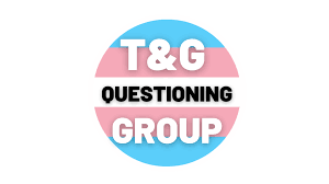 The Trans & Gender Questioning Group mark featuring light blue, pink, and white stripes 