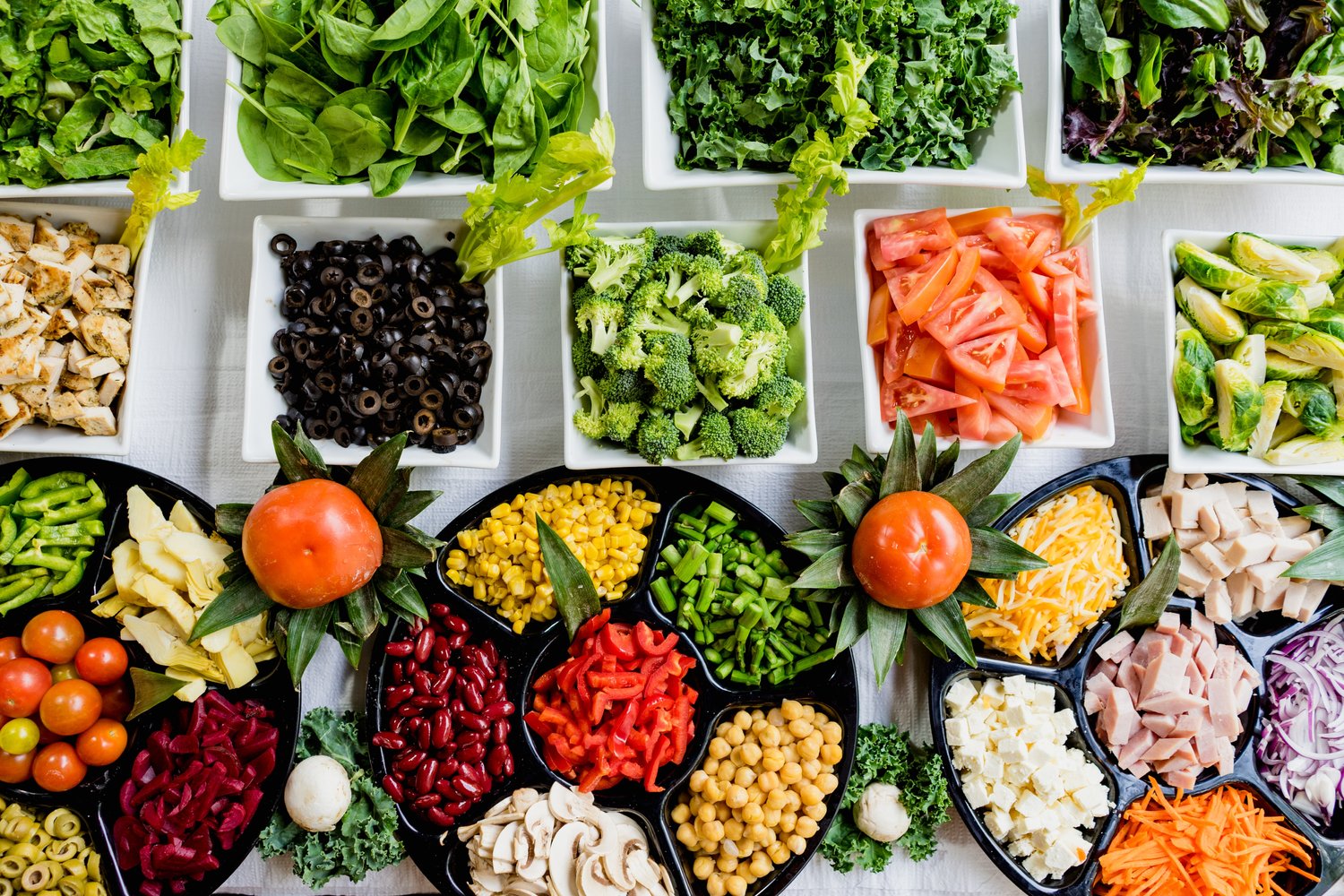 an array of various chopped vegetables