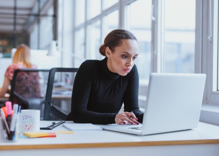 Woman at a computer