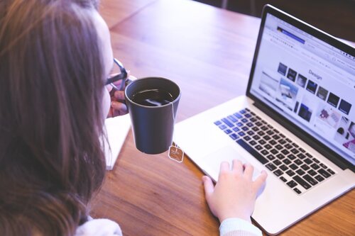 Student looking at a laptop 