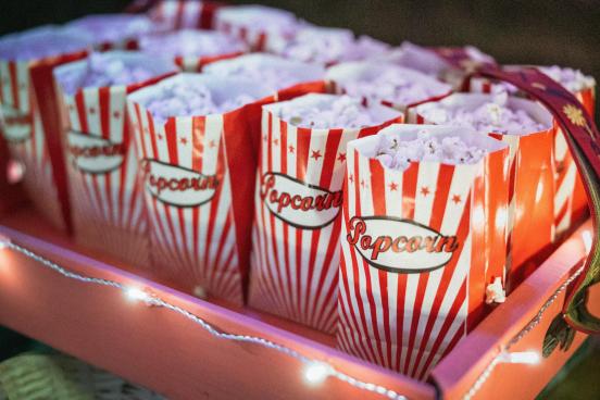 Bags of Popcorn Lines of striped bags of popcorn