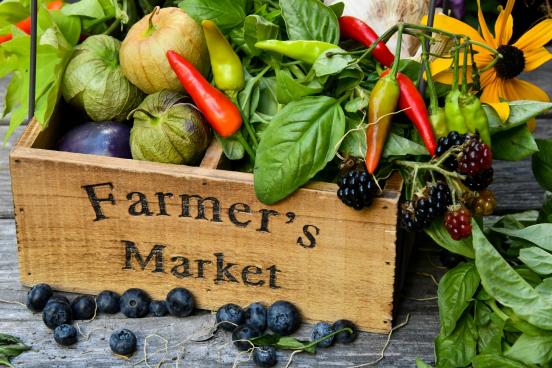 Farmer's Market Box Farmer's market box overflowing with colorful produce