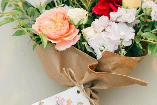 Bouquet of Flowers and a Note