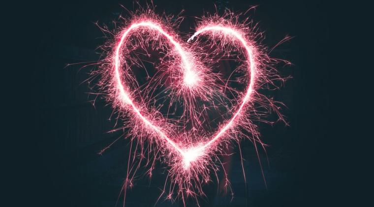 Pink sparks in the shape of a heart