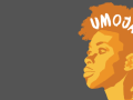 A graphic illustration of a person's facial profile that features the words "'Umoja Queens'' in their hair
