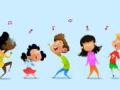 A graphic illustration of characters dancing 