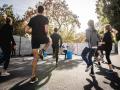 A group of people working out outdoors