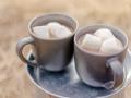Two mugs of hot chocolate 